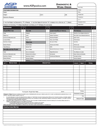 DIAGNOSTIC & WORK ORDER FORMS